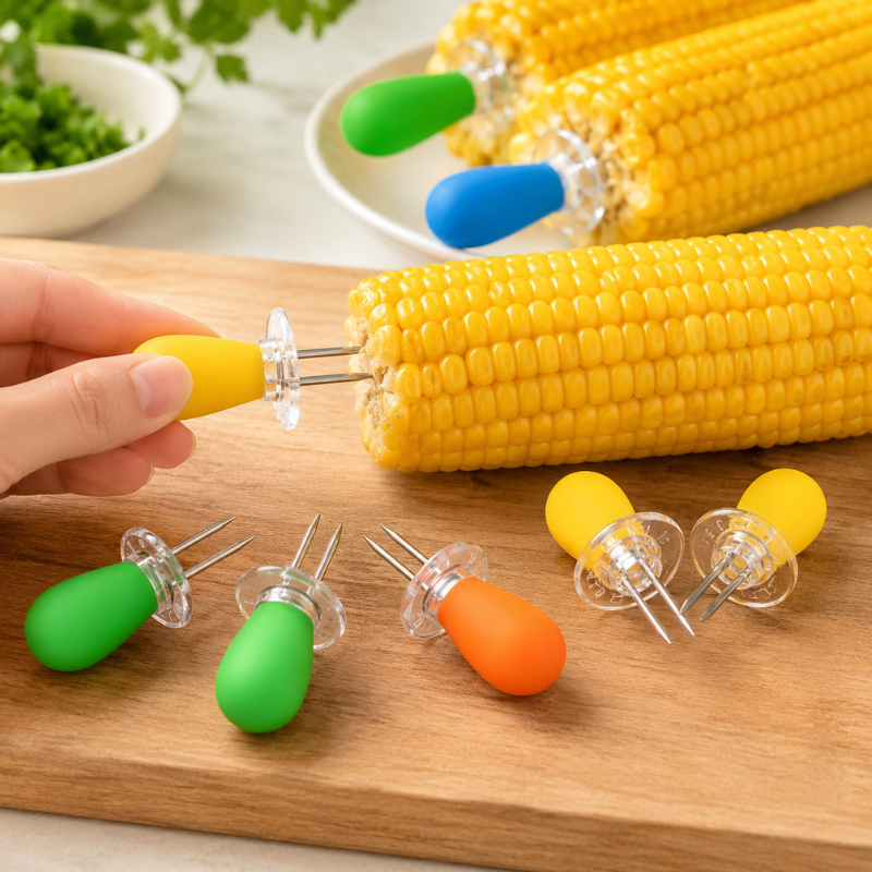 12 Piece Stainless Steel Corn Holders Set BBQ Corn Skewers for Grilling