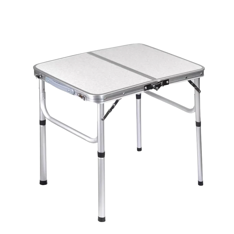 Portable White Foldable Camping Table Adjustable Height Aluminum Alloy Picnic Table for Hiking Fishing and Outdoor Use