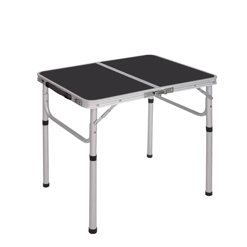 Portable Black Foldable Camping Table Adjustable Height Aluminum Alloy Picnic Table for Hiking Fishing and Outdoor Use