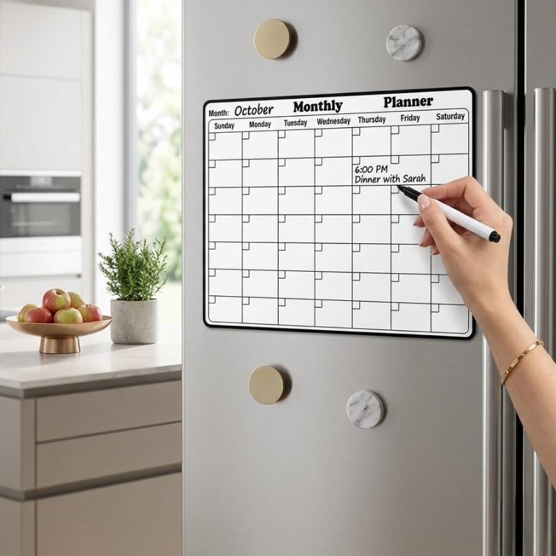Magnetic Dry Erase Calendar Monthly Planner Refrigerator Kitchen Organizer Board