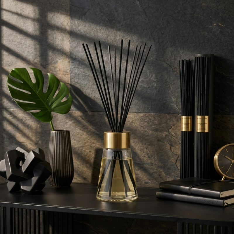 50 Piece Black Fiber Reed Sticks 3x300mm Diffuser Replacement Sticks Home Fragrance