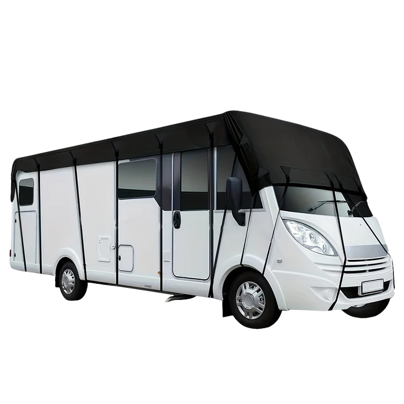 Portable 7.5 x 3m RV Roof Cover Waterproof Oxford Cloth Motorhome Roof Protector for Sun Rain Dust and Snow