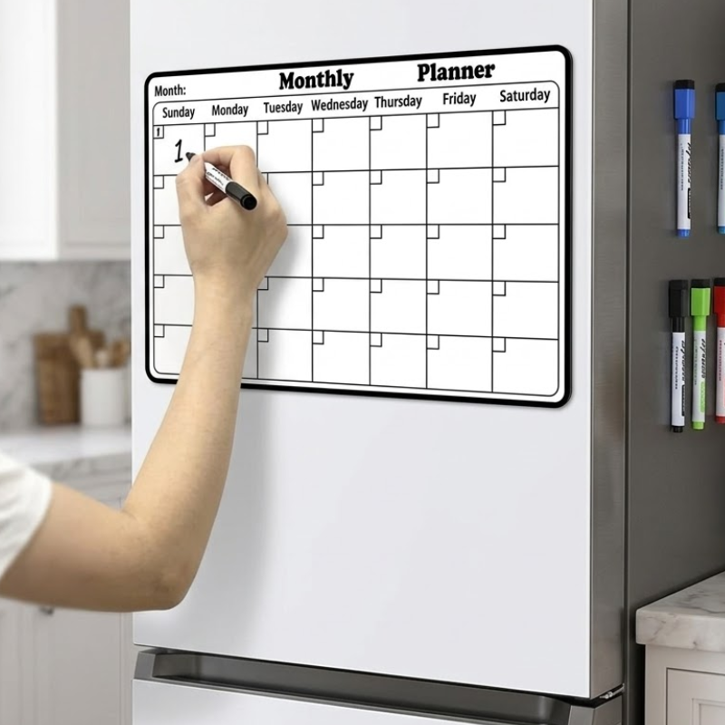 Magnetic Dry Erase Calendar Monthly Planner Refrigerator Kitchen Organizer Board
