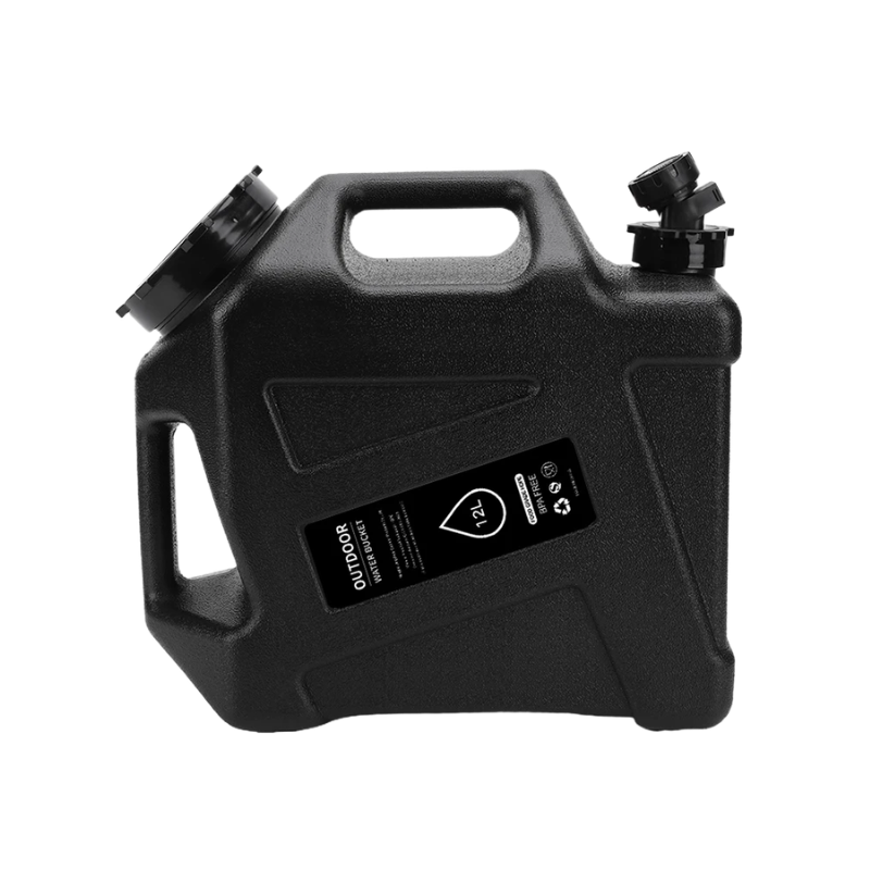 12L Portable Black Water Storage Container with Wide Opening for Camping Travel and Outdoor Use
