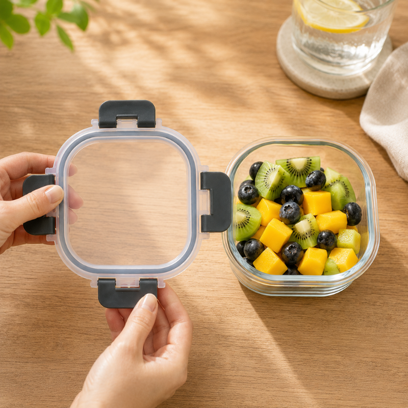 320ml Square Glass Food Storage Container with Lid Microwave Freezer Dishwasher Friendly