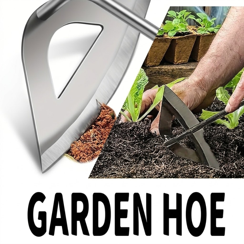 All Steel Hardened Hollow Hoe Hand Weeding Rake Garden Cultivator Tool Durable