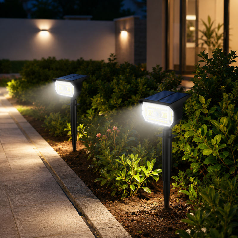 56LED White Light Solar Powered Motion Sensor Garden Light Waterproof Outdoor Pathway Lamp