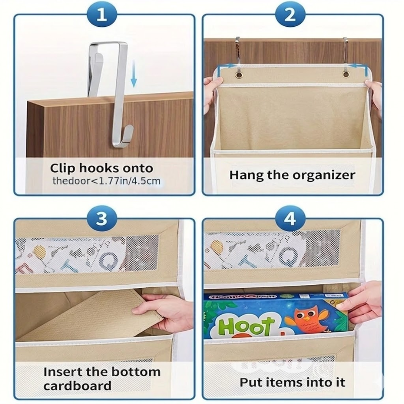 5 Shelf Beige Hanging Storage Organizer Over Door 5 Pocket Rack