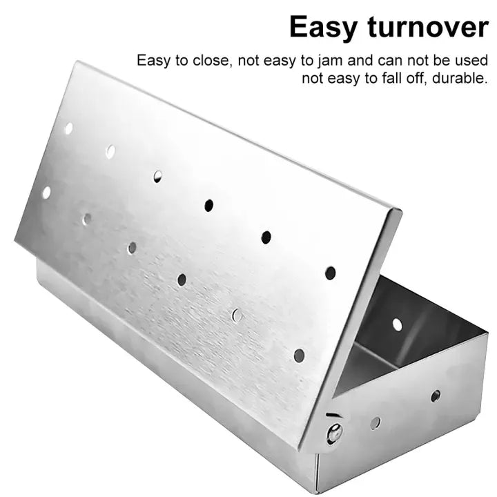 Stainless Steel Smoker Box for Wood Chips BBQ Grill Smoking Accessory