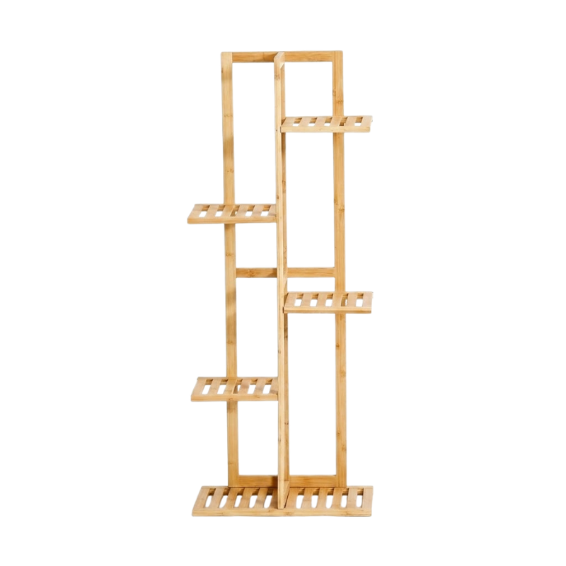 5 Tier Bamboo Plant Stand Vertical Shelf 6 Pots Indoor Outdoor Display Rack