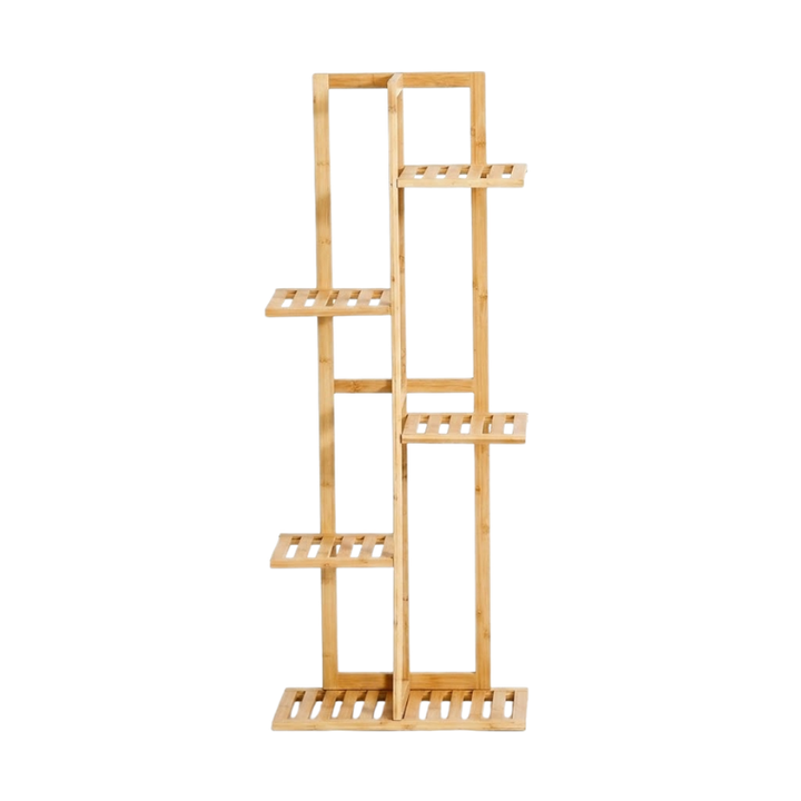 5 Tier Bamboo Plant Stand Vertical Shelf 6 Pots Indoor Outdoor Display Rack