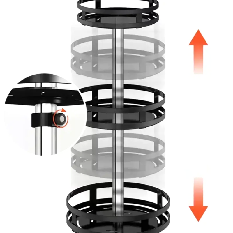 3 Layer 360° Rotating Spice Rack Organizer Carbon Steel Non-Slip Kitchen Tray