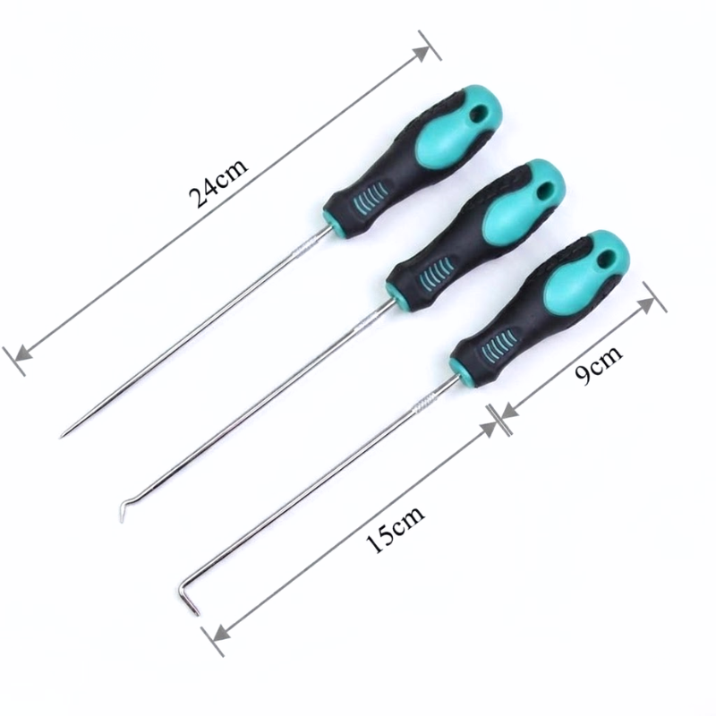 3 Piece 24cm Pick and Hook Tool Set O-Ring Seal Remover Precision Repair Tools Blue