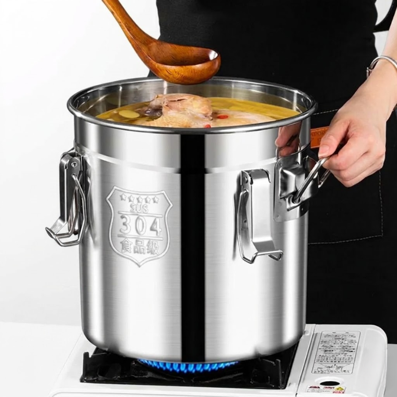 21L Stainless Steel Airtight Storage Bucket with Seal Lid and Handles