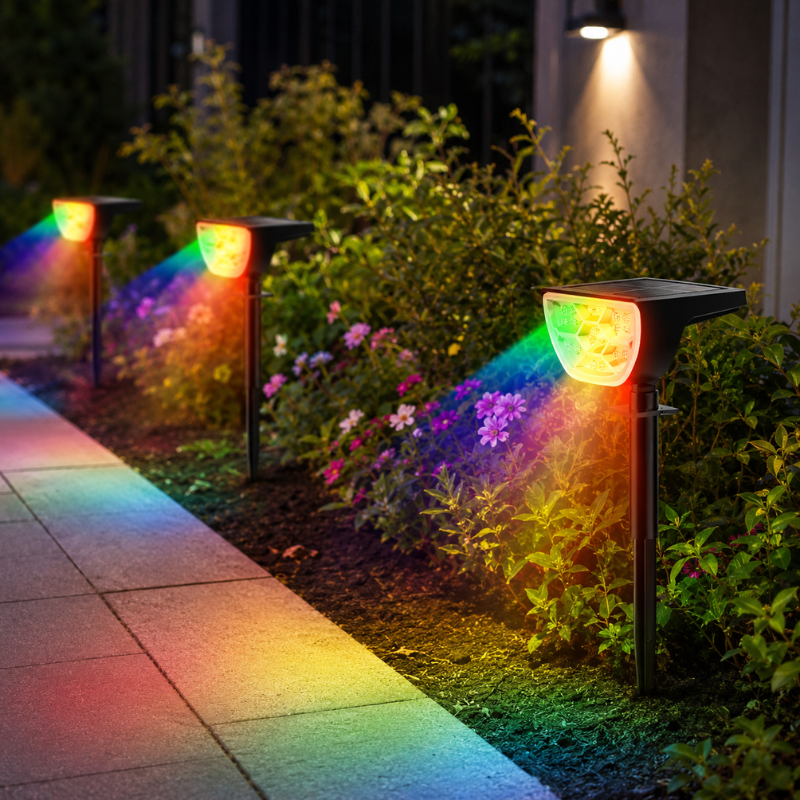 18LED RGB Solar Powered Garden Pathway Light Waterproof Outdoor Landscape Lamp
