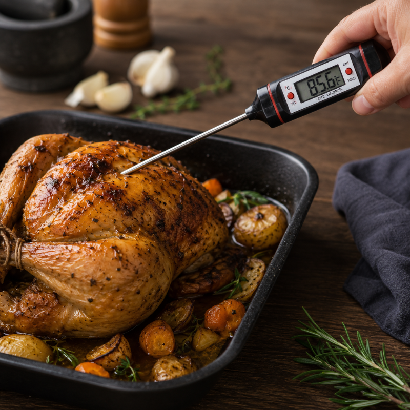 Digital Food Thermometer with Stainless Steel Probe for BBQ Cooking Meat and Kitchen Use