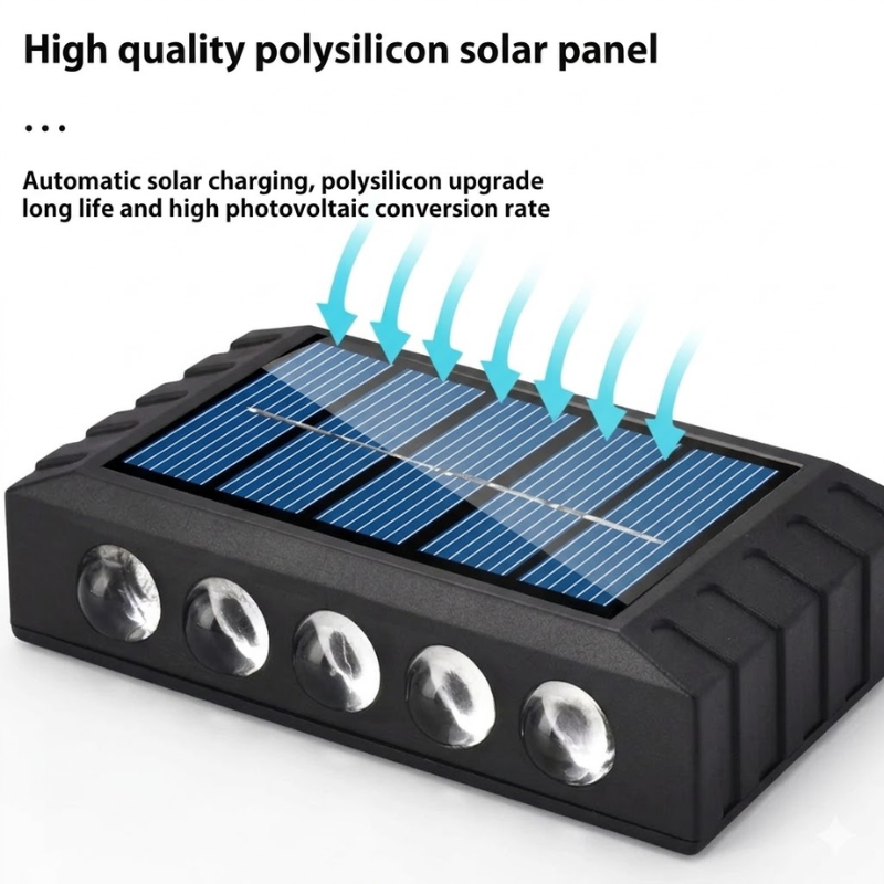 10 LED Solar Wall Light Warm Light Up and Down Outdoor Waterproof Garden Lamp