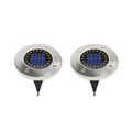 2 Piece 20 LED Solar Disc Light Warm Light IP65 Garden Underground Path Light