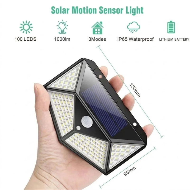 100 LED Solar Motion Sensor Light Outdoor IP65 Waterproof Wall Security Light