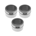 3 Piece Magnetic Spice Storage Jar Stainless Steel Seasoning Container with Spice Label