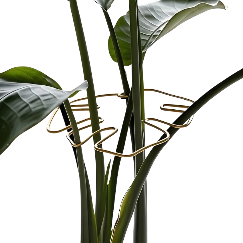 19cm Large Metal Plant Stem Support Gold Monstera Climbing Stabilizer Decorative Leaf Design