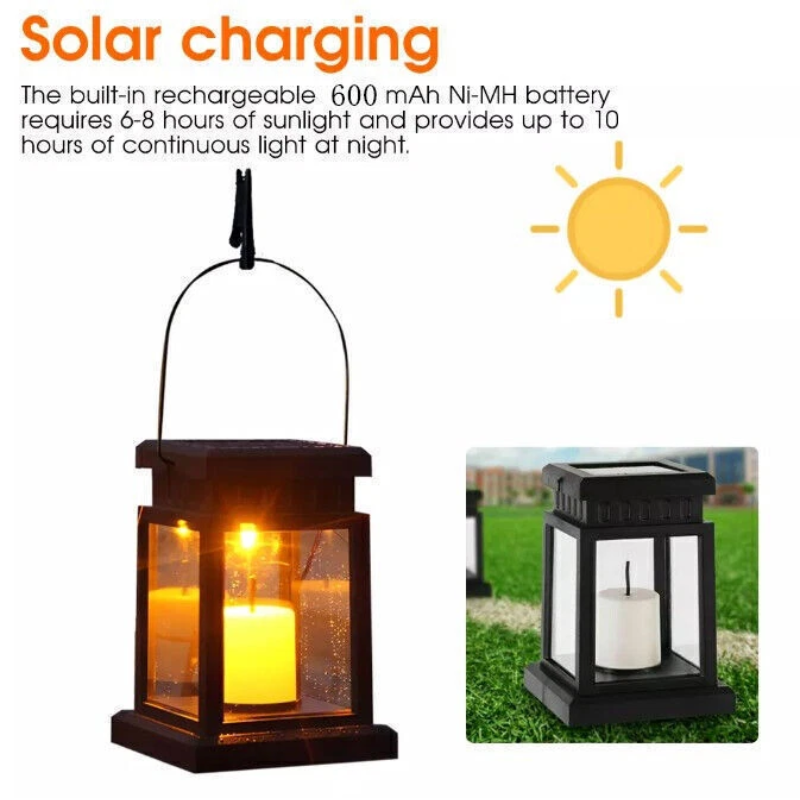 Solar Lantern Garden Light Retro Outdoor Hanging or Floor Lamp Waterproof LED Decor Light