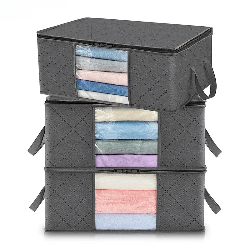 3 Piece 35L Foldable Storage Bag Clothes Blanket Organizer 50x35x20cm with Handle