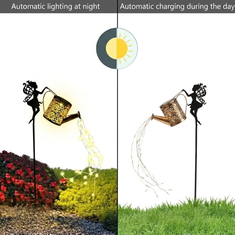 Solar Watering Can Garden Light LED Fairy Decorative Stake Lamp Outdoor Warm White