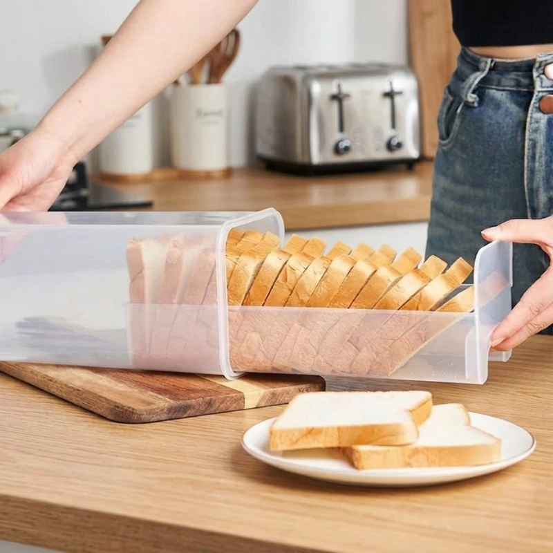 Clear Airtight Bread Loaf Storage Container Tall Bread Saver Box White with Drawer