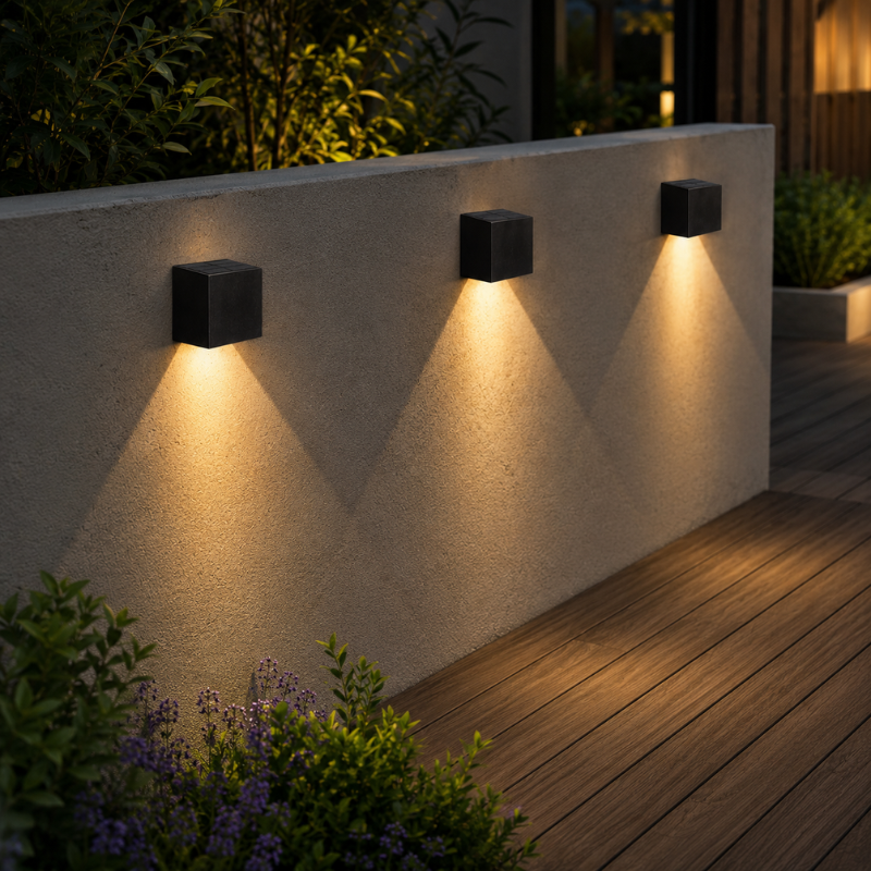 4 Piece Solar Powered LED Wall Light IP65 Waterproof Outdoor Garden Fence Lamp