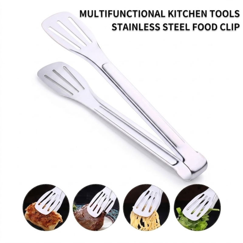 Stainless Steel BBQ Food Tongs Long Cooking and Serving Clip