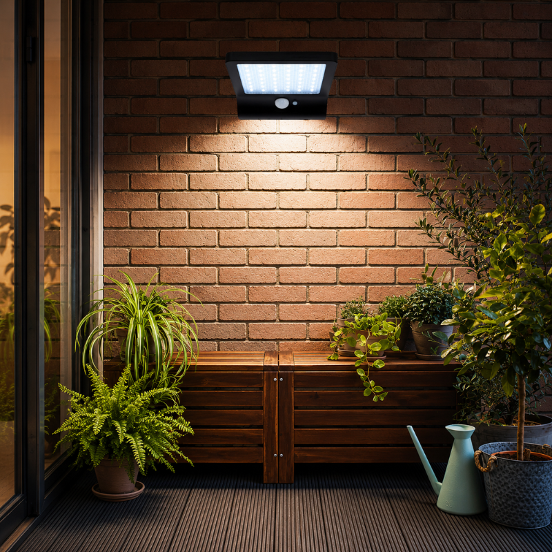 48 LED Solar Powered Wall Light with Motion Sensor Remote Control IP65 Waterproof