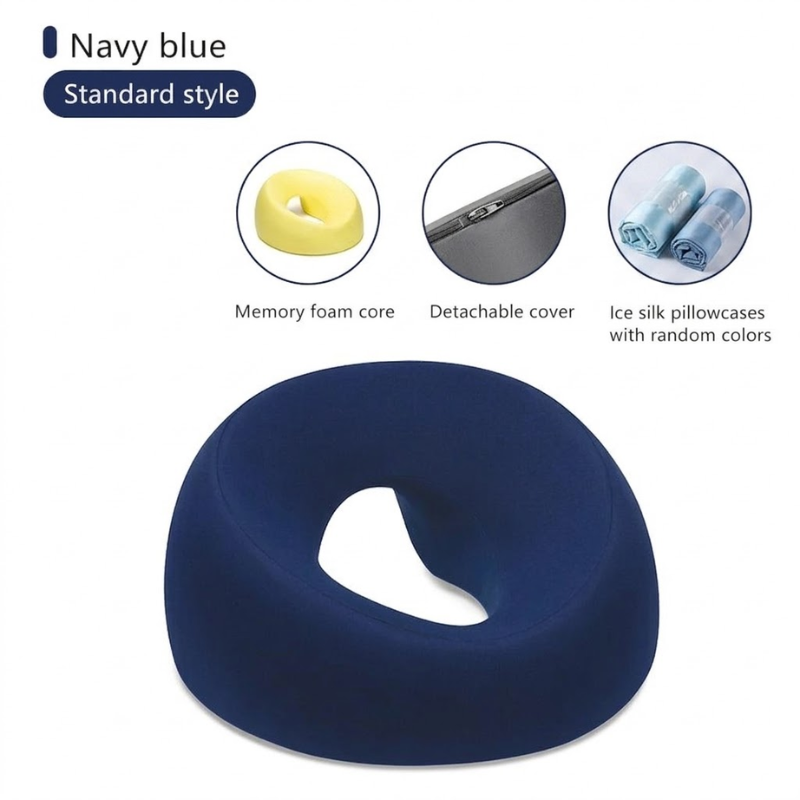 Face Down Desk Nap Pillow Memory Foam Prone Rest Head Support Cushion Navy Blue