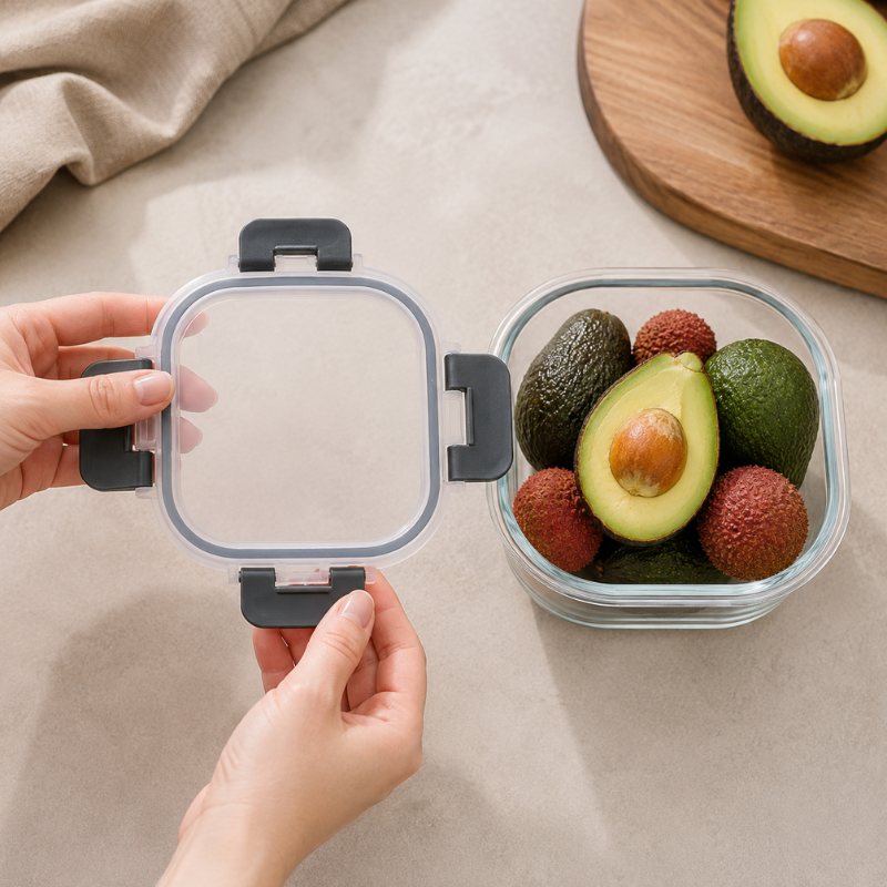 520ml Square Glass Food Storage Container with Lid Microwave Freezer Dishwasher Friendly