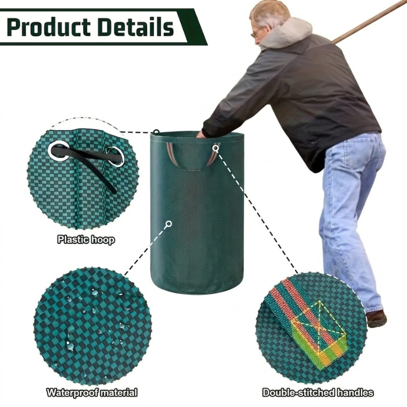 120L Garden Waste Bag Heavy Duty Reusable Yard Leaf Debris Collection Bag