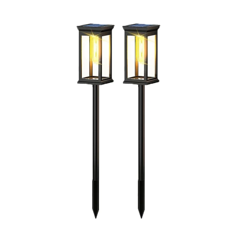 2 Piece Solar Garden Lawn Light Warm White IP65 Outdoor Landscape Path Lights