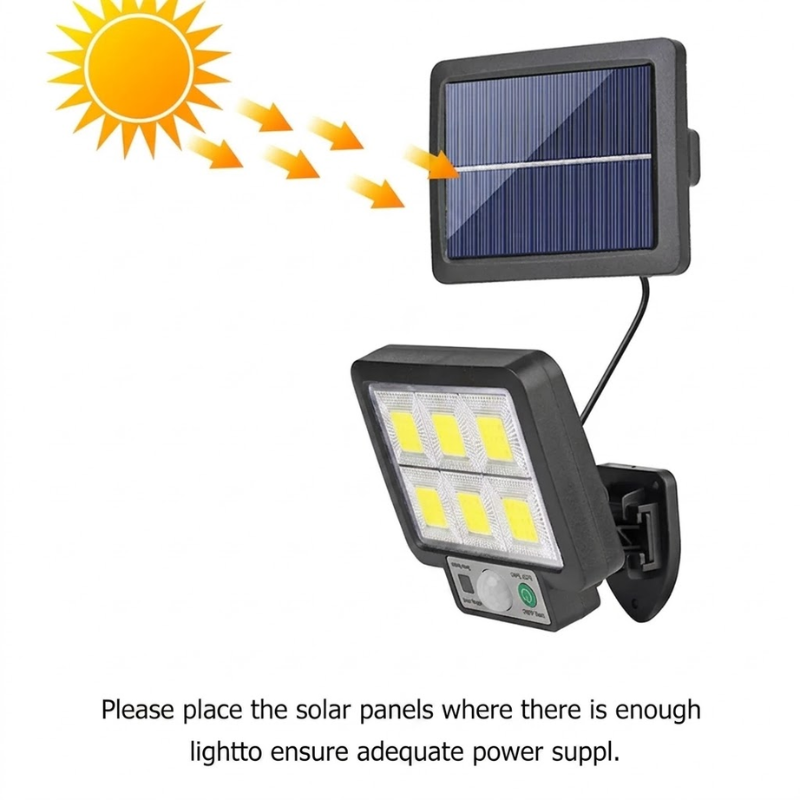 72 COB Solar Wall Light Split Panel Motion Sensor Waterproof Outdoor Lamp with Remote