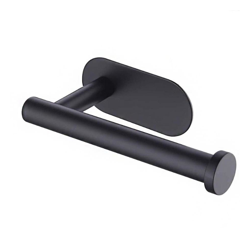 Black Kitchen Paper Towel Holder Adhesive Wall Mounted Tissue Roll Rack