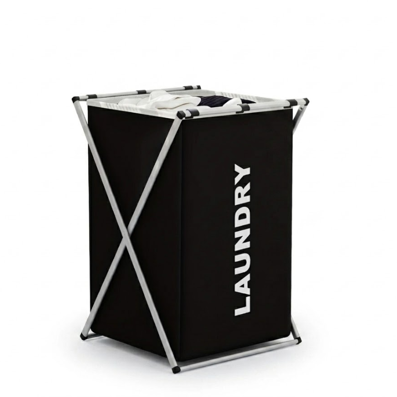 Single Grid Foldable X-Frame Laundry Hamper Portable Clothes Storage Basket