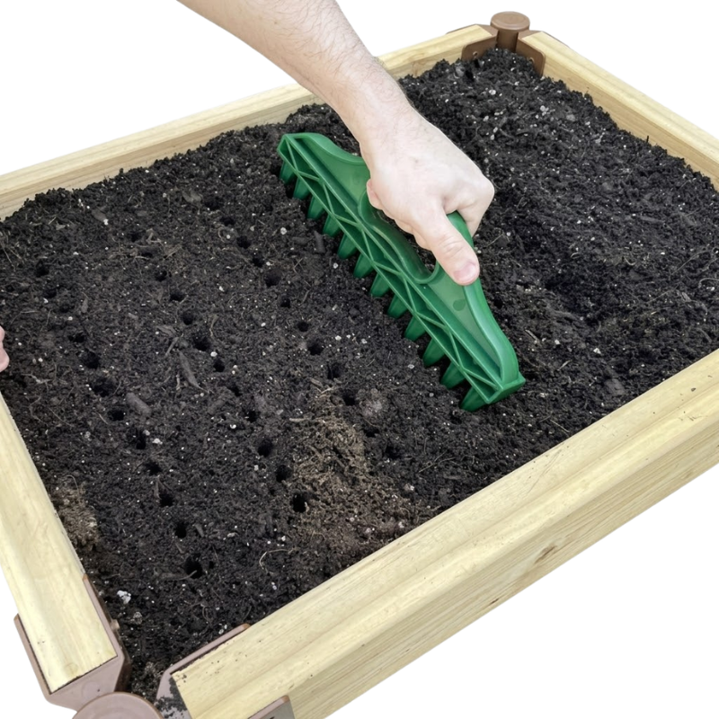 12 Hole Seed Spacer and Seeder Tool Manual Garden Planting Dibber Template
