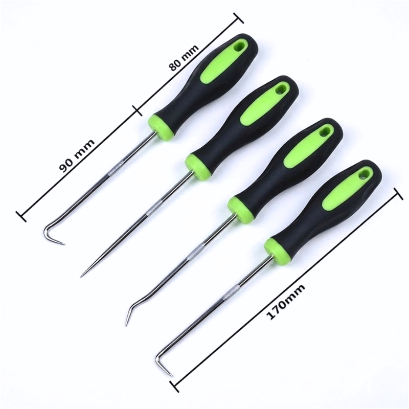 4 Piece 17cm Pick and Hook Tool Set O-Ring Seal Remover Precision Repair Tools Green