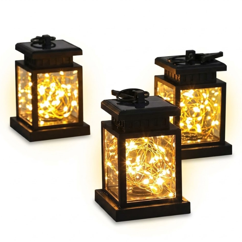 30 LED Solar Lantern Light Warm White Outdoor Hanging or Floor Garden Decor Lamp