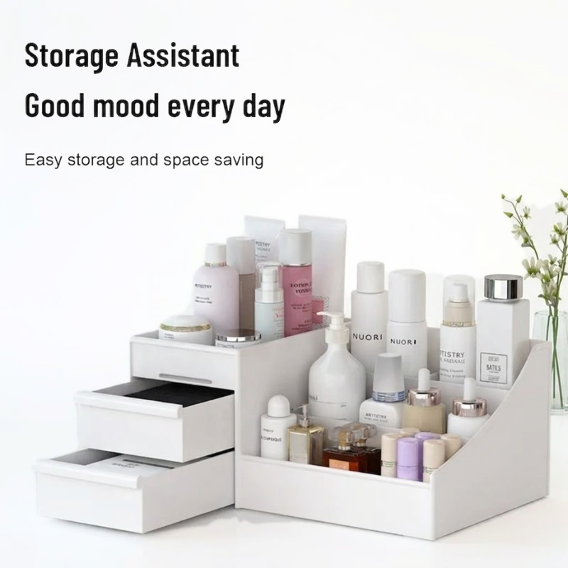 1 Piece White Drawer Makeup Storage Box Desktop Organizer for Cosmetics Skincare
