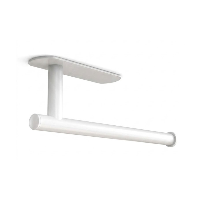 Long White Kitchen Paper Towel Holder Adhesive Wall Mounted Tissue Roll Rack