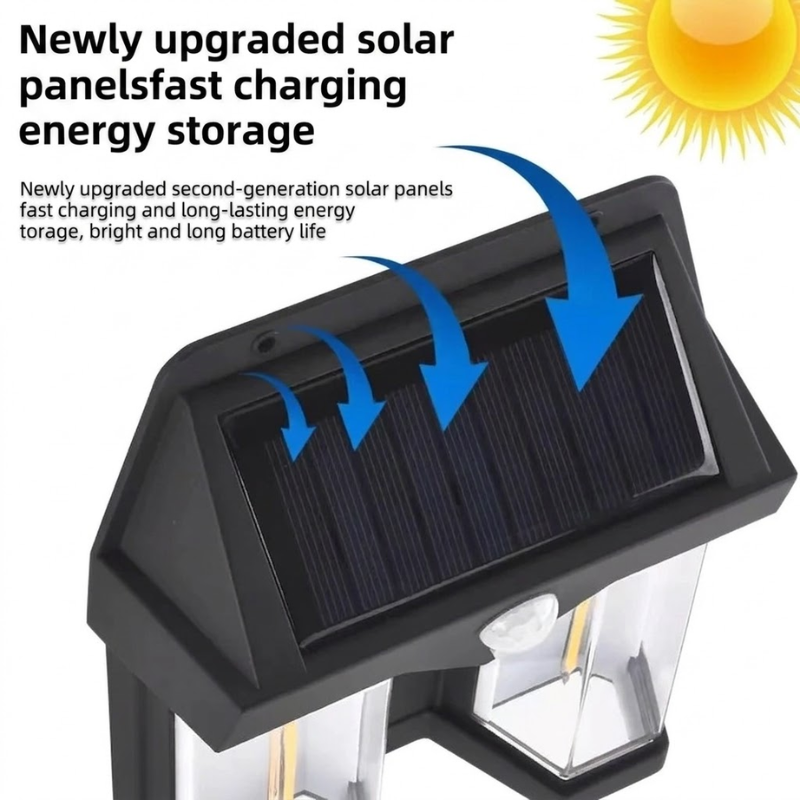 Solar Outdoor Street Light Waterproof LED Garden Wall Lamp Black for Pathway Yard Patio Lighting