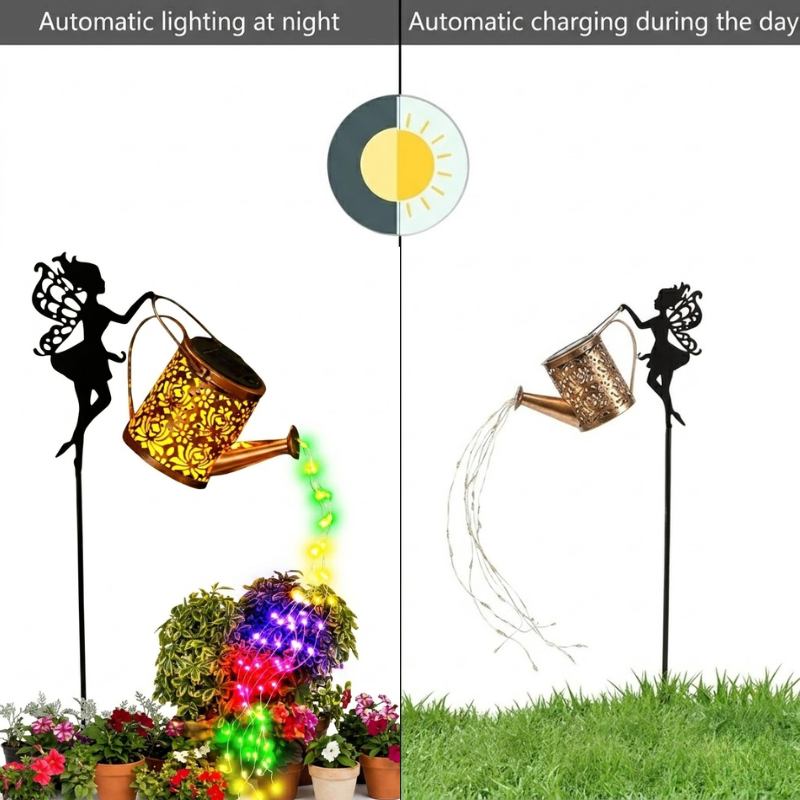 Solar Watering Can Garden Light LED Fairy Decorative Stake Lamp Outdoor Multicolor