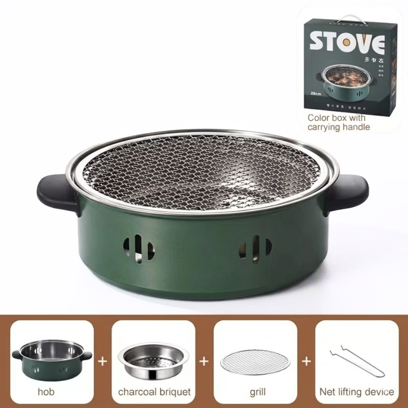 Portable Tabletop BBQ Grill Stove with Grill Net for Camping and Backyard