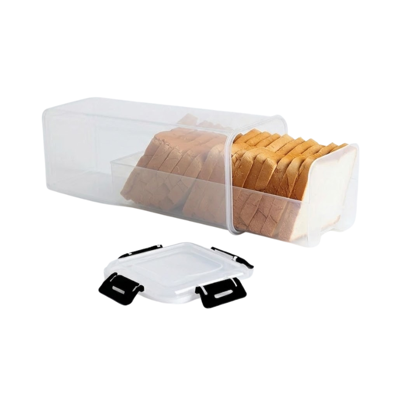 Clear Airtight Bread Loaf Storage Container Tall Bread Saver Box Black with Drawer
