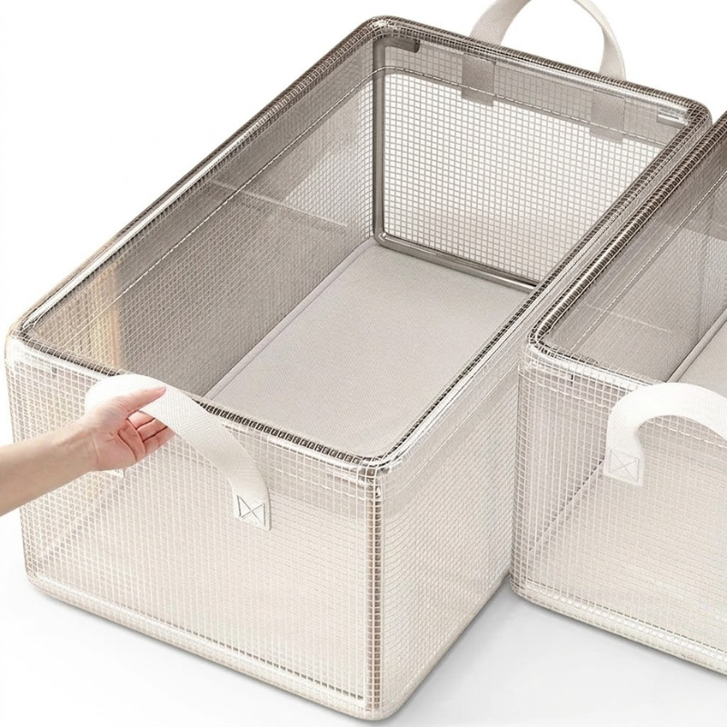 Transparent Storage Box PVC Steel Frame Waterproof Foldable Organizer Bin