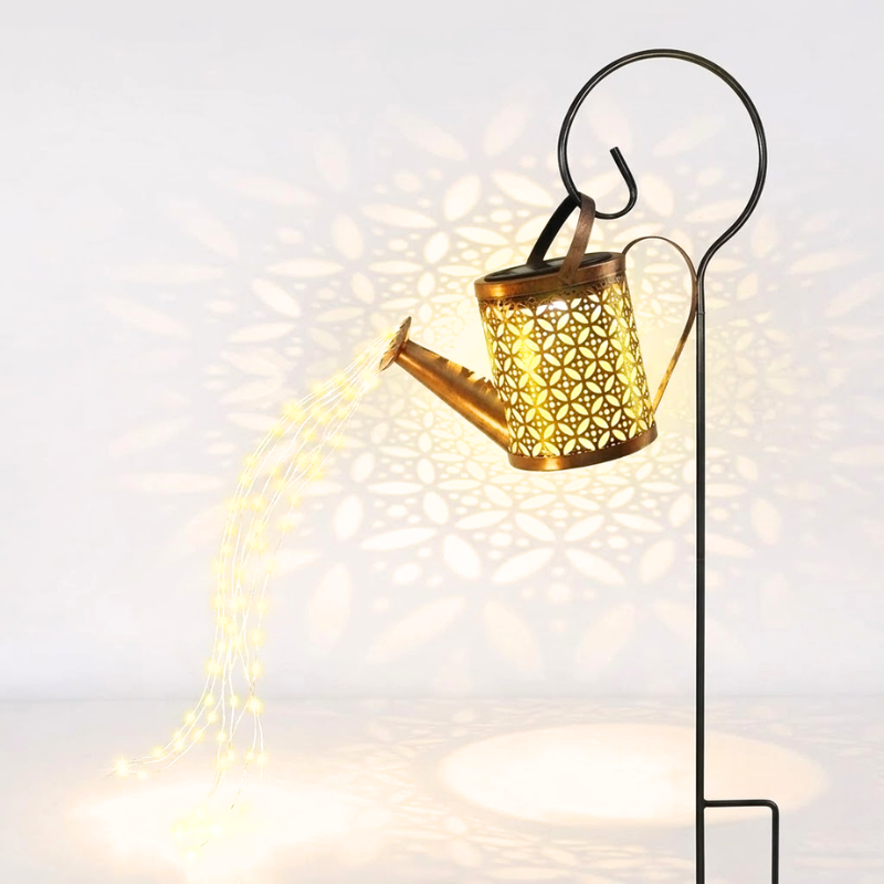 Solar Watering Can Garden Light with Shepherd Hook LED Decorative Stake Lamp Warm White